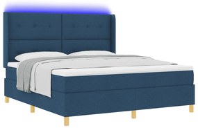 vidaXL Κρεβάτι Box Spring με Στρώμα & LED Μπλε 180x200 εκ. Υφασμάτινο