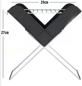 Mini Φορητή Ψησταριά Κάρβουνου 30x25x30cm Πτυσσόμενη