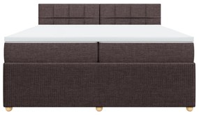 vidaXL Κρεβάτι Boxspring με Στρώμα Σκούρο Καφέ 200x200 εκ. Υφασμάτινο