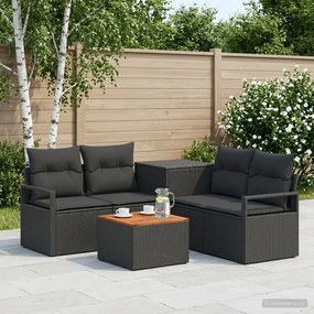 vidaXL Σετ Καναπέ 6 τμχ. Μαύρο 55 x 55 x 37 εκ Πολυ-ρακί και Χάλυβας
