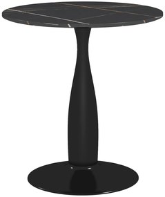 HOMCOM Στρογγυλό Τραπέζι Τραπεζαρίας, Επικαλυμμένο με Πούδρα Ατσάλι, MDF με Μελαμίνη, Αντιολισθητικά Πόδια, 70 x 74 cm, Μαύρο