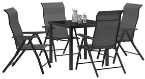 vidaXL Σέτ φαγητού για κήπο Ρυθμιζόμενο ύψος 5 pcs Γκρι Πολυ ράταν