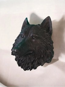 Stewehome γλυπτό κεφάλι λύκου Μαύρο 18x20 cm
