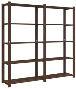 vidaXL Ραφιέρα με 5 Ράφια Καφέ 170 x 38 x 170 εκ. Μασίφ Ξύλο Πεύκου