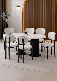 Stewehome Σετ Τραπεζαρίας Bohem Μάρμαρο Λευκό Μαύρο 170x90x75 cm
