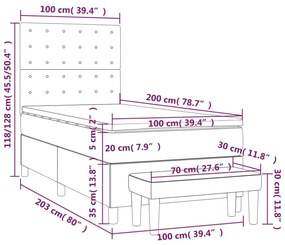 Κρεβάτι Boxspring με Στρώμα Γκρι 100x200εκ. από Συνθετικό Δέρμα - Γκρι