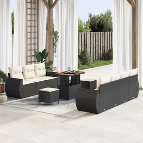 vidaXL Σετ Καναπέ Κήπου 10 pcs Μαύρο συνθετικό ρατάν