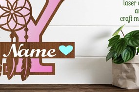 Σετ των 2 Intra απο ξύλο plywood  Χρώμα wenge 3mm-4mm πάχος - Ονειροπαγίδα Monogram Letter Y Cut Δίασταση 20x20 cm INTRAFABR-108444105