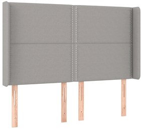 vidaXL Κρεβάτι Boxspring με Στρώμα &amp; LED Αν.Γκρι 140x200εκ. Υφασμάτινο