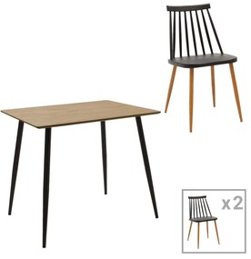 Intrahome Τραπεζαρία Aurora-Cuba Intrahome σετ 3τεμ pp-mdf σε μαύρη-sonoma απόχρωση 70x70x75εκ | SKU: INTRAPA-311112126