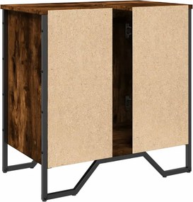 vidaXL Ντουλάπι Νιπτήρα Μπάνιου Καπνιστή Δρυς 60x35x60 εκ. Επεξ. Ξύλο