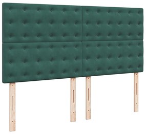 Οθωμανικό κρεβάτι με στρώματα&amp;LEDs Dark Green 180x200cm Velvet - Πράσινο