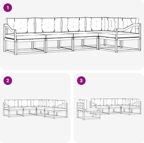 vidaXL Σειρά Καναπέ Εξωτερικού 4 pcs Άσπρο και Ανθρακί Πολυεστέρας