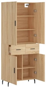 vidaXL Ντουλάπι Sonoma δρυς 69,5 x 34 x 180 εκ. από Επεξεργασμένο Ξύλο