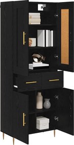 vidaXL Highboard Μαύρη Οξυά 69,5 x 34 x 180 εκ. Επεξεργασμένο ξύλο