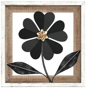 Διακοσμητικό Τοίχου Flower 125-222-352 30,5x3x30,5cm Black-White Metal,Wood