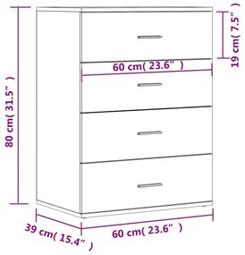 Συρταριέρα Sonoma Δρυς 60x39x80 εκ. Επεξεργασμένο Ξύλο - Καφέ