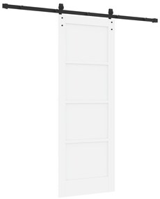 vidaXL Συρόμενη Πόρτα με Σετ Υλικών Λευκή 73.5x198.5 εκ. Συμπαγές Ξύλο Πεύκο