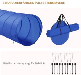 PawHut Σετ εκπαίδευσης ευκινησίας, φράγμα-τούνελ, χώρος προπόνησης σκύλων, PE+Πολυεστέρας, μπλε+κίτρινο