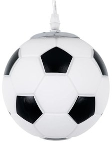 GloboStar® FOOTBALL 00643 Μοντέρνο Κρεμαστό Παιδικό Φωτιστικό Οροφής Μονόφωτο 1 x E27 Μαύρο Λευκό Γυάλινο Φ15 x Υ18cm