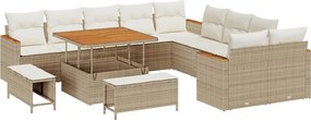 vidaXL Σετ Καναπέ Κήπου 13 pcs Μπεζ συνθετικό ρατάν