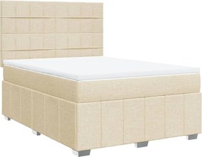 vidaXL Κρεβάτι Boxspring με Στρώμα Κρεμ 160x200 εκ. Υφασμάτινο
