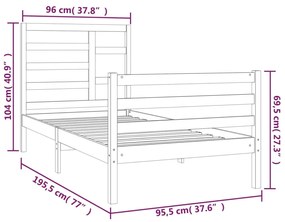 vidaXL Πλαίσιο Κρεβατιού 90 x 190 εκ. από Μασίφ Ξύλο Single