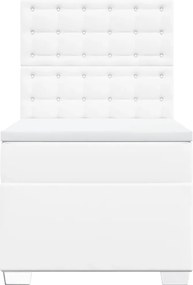 vidaXL Κρεβάτι Boxspring με Στρώμα Λευκό 90x190εκ. από Συνθετικό Δέρμα