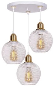 Φωτιστικό Οροφής Amos 0207380 30x30x65cm 3xE27 60W White-Gold Megapap Metal
