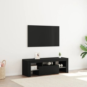 vidaXL Ντουλάπα τηλεόρασης με LED φώτα Μαύρη Δρυς 120x35x40 εκ