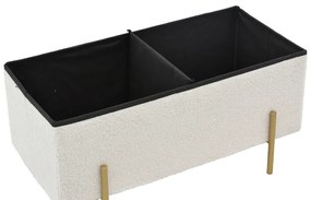 Σκαμπό-μπαούλο Ziwel pakoworld μπουκλέ λευκό-χρυσό 80x40x40εκ
