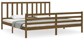 vidaXL Πλαίσιο Κρεβατιού με Κεφαλάρι Μελί 200x200 εκ. από Μασίφ Ξύλο