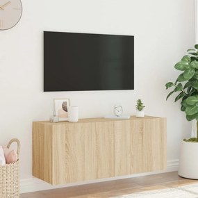 vidaXL Έπιπλο Τοίχου Τηλεόρασης με LED Sonoma Δρυς 100x35x41 εκ.