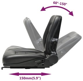 vidaXL Κάθισμα Περονοφόρου Ανυψωτικού/Τρακτέρ με Ρυθμιζ. Πλάτη Μαύρο