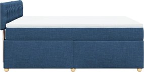 vidaXL Κρεβάτι Boxspring με Στρώμα Μπλε 160x200 εκ. Υφασμάτινο