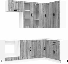 vidaXL Μονάδα κουζίνας LUCCA 8 pcs Γκρι Sonoma Επεξεργασμένο Ξύλο