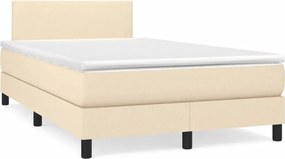 vidaXL Κρεβάτι Boxspring με Στρώμα &amp; LED Κρεμ 120x190 εκ. Υφασμάτινο