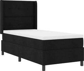 vidaXL LED Κρεβάτι με βάθρο με κεφαλάρι Μαύρο 90 x 200 cm ύφασμα