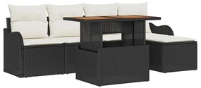 vidaXL Σετ Καναπέ Κήπου με μαξιλάρι 6 pcs Μαύρο και κρεμ