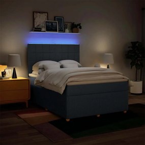 vidaXL Κρεβάτι Boxspring με Στρώμα Μπλε 140x190 εκ. Υφασμάτινο