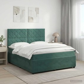 vidaXL Κρεβάτι box spring με στρώμα Σκούρο Πράσινο 140 x 190 cm