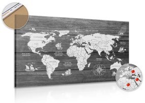 Εικόνα σε ασπρόμαυρο χάρτη από φελλό σε ξύλο - 90x60  wooden