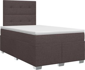 vidaXL Κρεβάτι box spring με στρώμα Σκούρο Καφέ 120 x 200 cm Ύφασμα