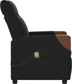 vidaXL Πολυθρόνα Μασάζ Ανακλινόμενη Μαύρη Υφασμάτινη