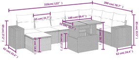 vidaXL Σαλόνι Κήπου Σετ 9 Τεμαχίων Μαύρο από Συνθ. Ρατάν με Μαξιλάρια