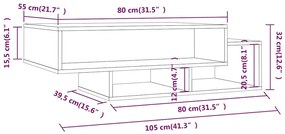 vidaXL Τραπεζάκι Σαλονιού Γκρι Sonoma 105x55x32 εκ. Επεξεργασμένο Ξύλο