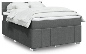 Κρεβάτι Boxspring με Στρώμα Σκούρο Γκρι 140x200 εκ Υφασμάτινο - Γκρι