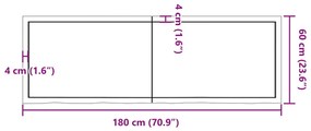 Πάγκος Μπάνιου 180x60x(2-6) εκ. από Ακατέργαστο Μασίφ Ξύλο - Καφέ