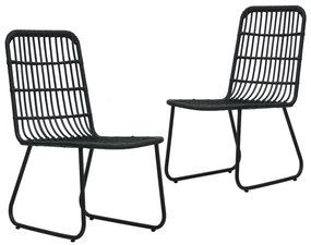 Καρέκλες Κήπου 2 τεμ. Μαύρες από Συνθετικό Ρατάν - Μαύρο