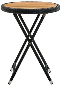 Τραπέζι Βοηθητικό Μαύρο 60 εκ. Συνθετικό Ρατάν / Ξύλο Ακακίας - Μαύρο